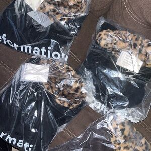 Reformation Black Tops with Leopard Accents